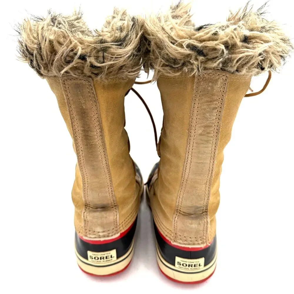 Sorel Women's Joan of Arctic Tall Leather Fur Lace Up Snow Boots Size 9